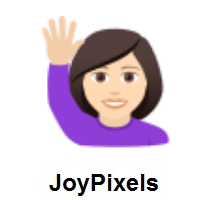 Woman Raising Hand: Light Skin Tone on JoyPixels