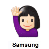 Woman Raising Hand: Light Skin Tone on Samsung