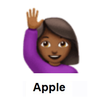 Woman Raising Hand: Medium-Dark Skin Tone on Apple iOS