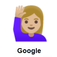 Woman Raising Hand: Medium-Light Skin Tone on Google Android