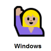 Woman Raising Hand: Medium-Light Skin Tone on Microsoft Windows