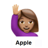 Woman Raising Hand: Medium Skin Tone on Apple iOS