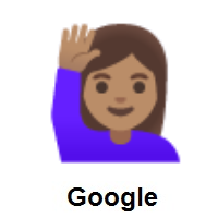 Woman Raising Hand: Medium Skin Tone on Google Android