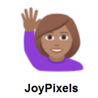 Woman Raising Hand: Medium Skin Tone on JoyPixels