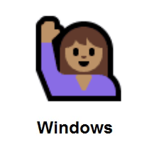 Woman Raising Hand: Medium Skin Tone on Microsoft Windows