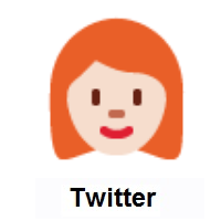 Woman: Red Hair: Light Skin Tone on Twitter Twemoji