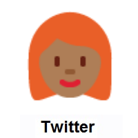 Woman: Red Hair: Medium-Dark Skin Tone on Twitter Twemoji