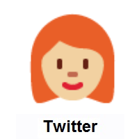 Woman: Red Hair: Medium-Light Skin Tone on Twitter Twemoji
