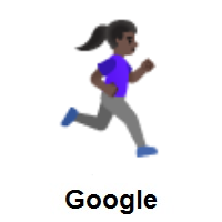 Woman Running Facing Right: Dark Skin Tone on Google Android