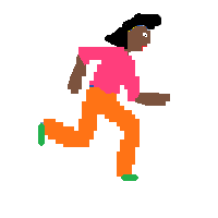 Woman Running Facing Right: Dark Skin Tone