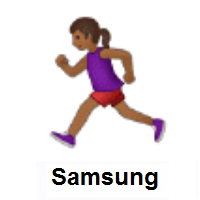 Woman Running: Medium-Dark Skin Tone on Samsung