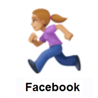 Woman Running: Medium-Light Skin Tone on Facebook