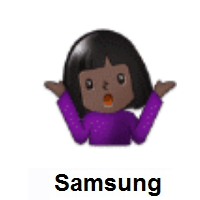Woman Shrugging: Dark Skin Tone on Samsung