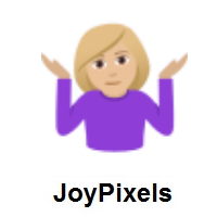 Woman Shrugging: Medium-Light Skin Tone on JoyPixels