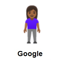 Woman Standing: Medium-Dark Skin Tone on Google Android