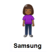 Woman Standing: Medium-Dark Skin Tone on Samsung
