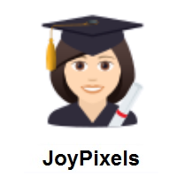 Woman Student: Light Skin Tone on JoyPixels