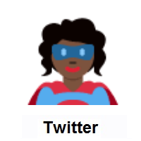 Woman Superhero: Dark Skin Tone on Twitter Twemoji