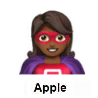 Woman Superhero: Medium-Dark Skin Tone on Apple iOS