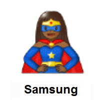 Woman Superhero: Medium-Dark Skin Tone on Samsung