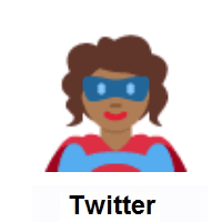 Woman Superhero: Medium-Dark Skin Tone on Twitter Twemoji