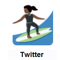 Woman Surfing: Dark Skin Tone on Twitter Twemoji