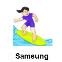 Woman Surfing: Light Skin Tone on Samsung
