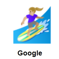 Woman Surfing: Medium-Light Skin Tone on Google Android