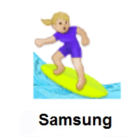 Woman Surfing: Medium-Light Skin Tone on Samsung