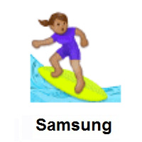Woman Surfing: Medium Skin Tone on Samsung