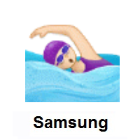 Woman Swimming: Light Skin Tone on Samsung