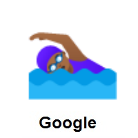 Woman Swimming: Medium-Dark Skin Tone on Google Android
