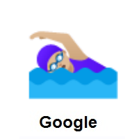 Woman Swimming: Medium-Light Skin Tone on Google Android