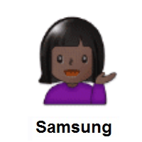 Woman Tipping Hand: Dark Skin Tone on Samsung