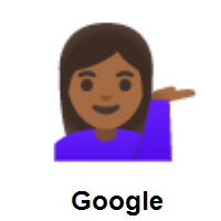 Woman Tipping Hand: Medium-Dark Skin Tone on Google Android