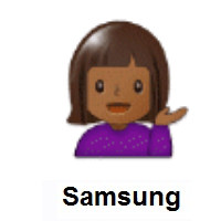 Woman Tipping Hand: Medium-Dark Skin Tone on Samsung