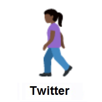 Woman Walking: Dark Skin Tone on Twitter Twemoji