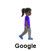Woman Walking Facing Right: Dark Skin Tone on Google Android