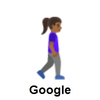 Woman Walking Facing Right: Medium-Dark Skin Tone on Google Android