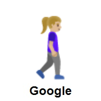 Woman Walking Facing Right: Medium-Light Skin Tone on Google Android