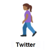 Woman Walking: Medium-Dark Skin Tone on Twitter Twemoji