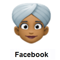 Woman Wearing Turban: Medium-Dark Skin Tone on Facebook