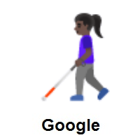 Woman With White Cane: Dark Skin Tone on Google Android