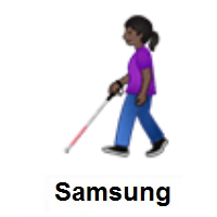 Woman With White Cane: Dark Skin Tone on Samsung