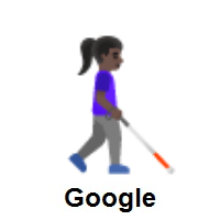 Woman With White Cane Facing Right: Dark Skin Tone on Google Android