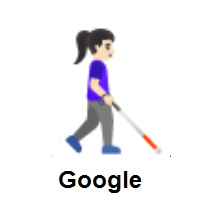 Woman With White Cane Facing Right: Light Skin Tone on Google Android
