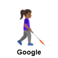 Woman With White Cane Facing Right: Medium-Dark Skin Tone on Google Android