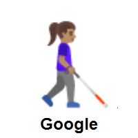 Woman With White Cane Facing Right: Medium Skin Tone on Google Android
