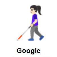 Woman With White Cane: Light Skin Tone on Google Android