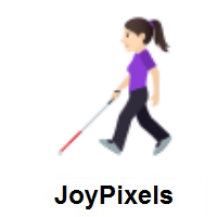 Woman With White Cane: Light Skin Tone on JoyPixels